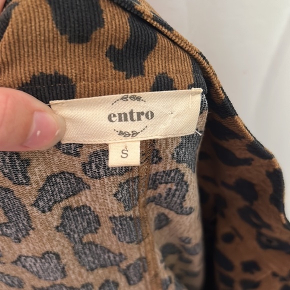 Entro Leopard Print Small Corduroy Jacket Cinches at Waist size Small - Picture 3 of 5